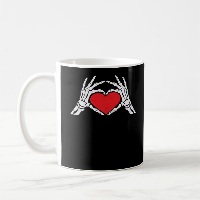 Skeleton Hands A Red Heart Classic Coffee Mug (Left)
