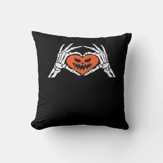 Skeleton Hands A Spooky Halloween Heart Classic Cushion (Front)