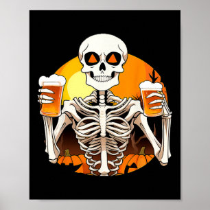 Skeleton Hands Beer Funny Drinking Halloween Women Poster