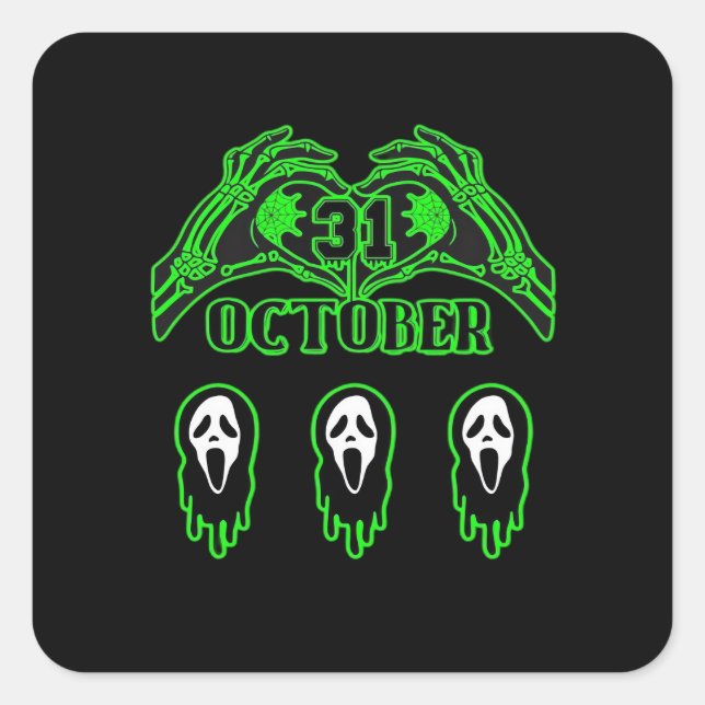 Skeleton Hands Classic Design Square Sticker (Front)