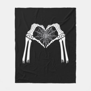 Skeleton Hands Cobweb Heart (White) Classic Fleece Blanket