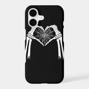 Skeleton Hands Cobweb Heart White Retro Classic