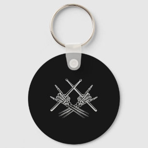 Skeleton hands drum sticks drummer key ring