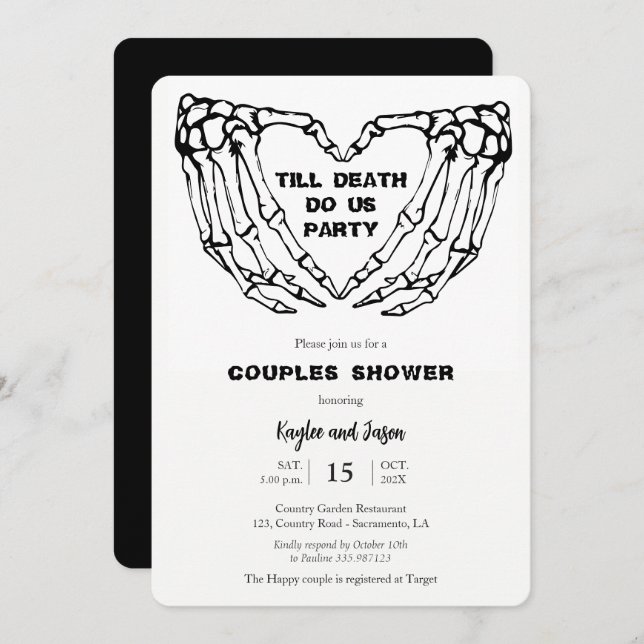 Skeleton Hands Fall Couples Shower Invitation (Front/Back)