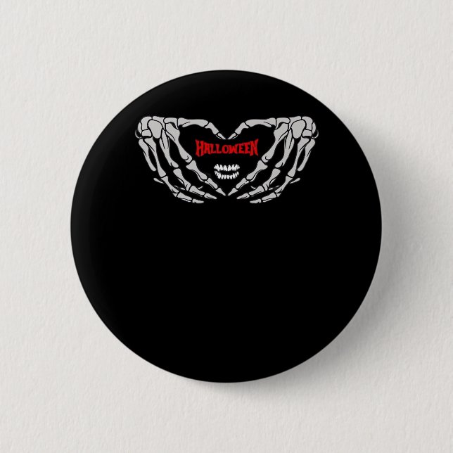 Skeleton Hands Folded In A Heart. Funny Halloween  6 Cm Round Badge (Front)