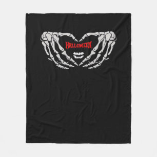 Skeleton Hands Folded In A Heart. Funny Halloween  Fleece Blanket