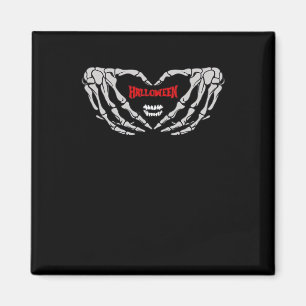 Skeleton Hands Folded In A Heart. Funny Halloween Magnet