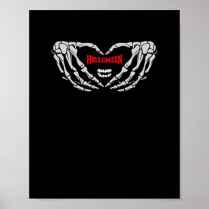 Skeleton Hands Folded In A Heart. Funny Halloween  Poster