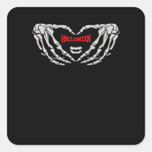Skeleton Hands Folded In A Heart. Funny Halloween  Square Sticker