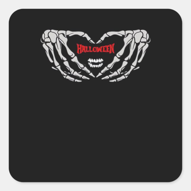 Skeleton Hands Folded In A Heart. Funny Halloween  Square Sticker (Front)