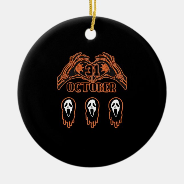 Skeleton Hands For Classic Halloween Ceramic Ornament (Front)