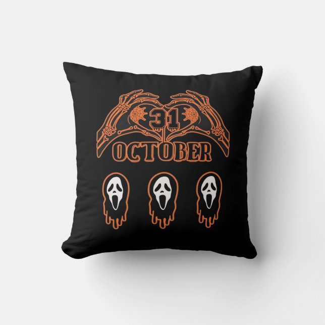 Skeleton Hands For Classic Halloween Cushion (Front)