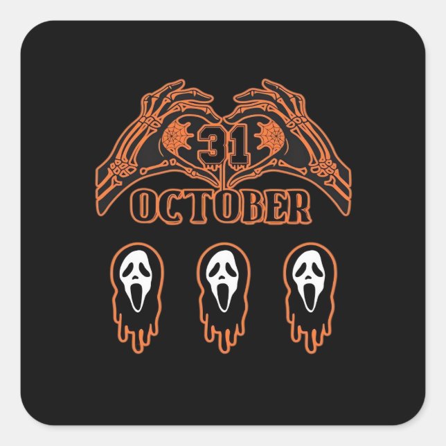 Skeleton Hands For Classic Halloween Square Sticker (Front)