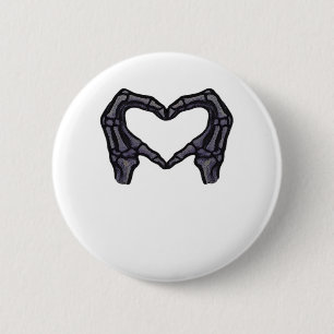 Skeleton Hands Forming A Heart  6 Cm Round Badge
