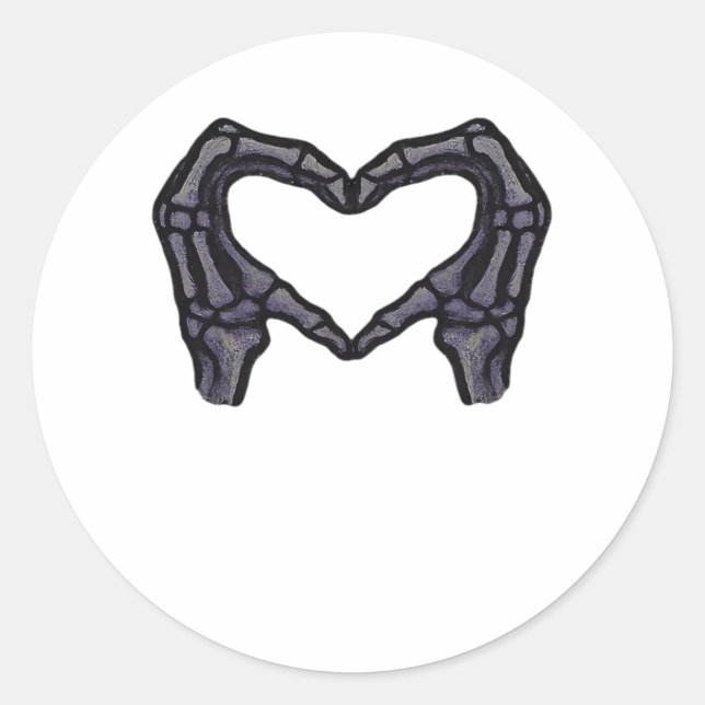 Skeleton Hands Forming A Heart  Classic Round Sticker (Front)