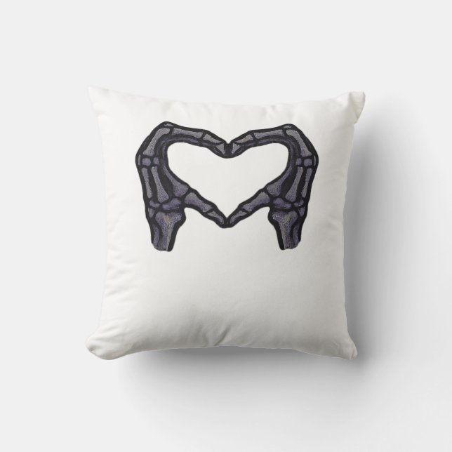 Skeleton Hands Forming A Heart  Cushion (Front)