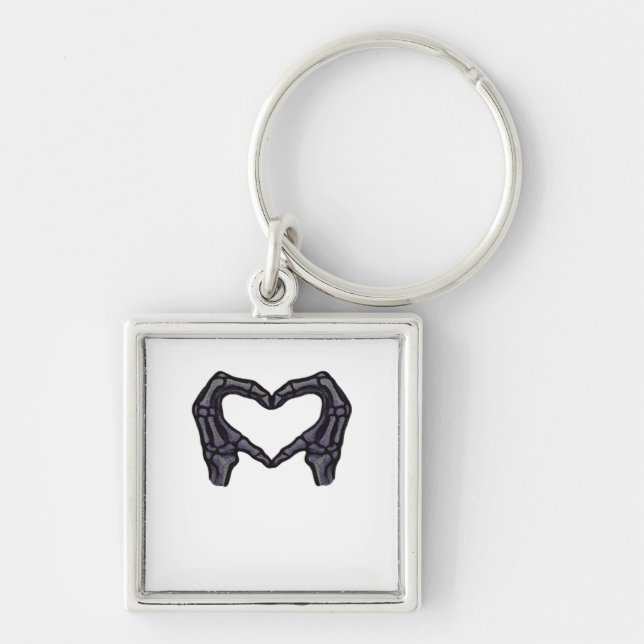 Skeleton Hands Forming A Heart  Key Ring (Front)