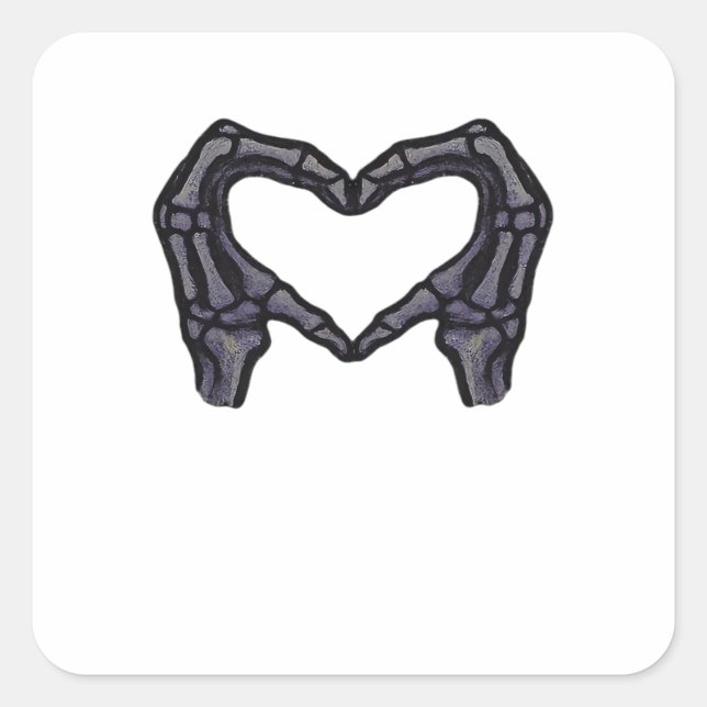 Skeleton Hands Forming A Heart  Square Sticker (Front)