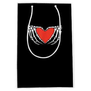 Skeleton Hands Forming Heart – Creepy Gothic Hallo Medium Gift Bag