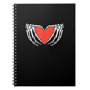 Skeleton Hands Forming Heart – Creepy Gothic Hallo Notebook