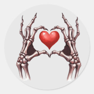 Skeleton Hands Forming Heart Shape Sticker