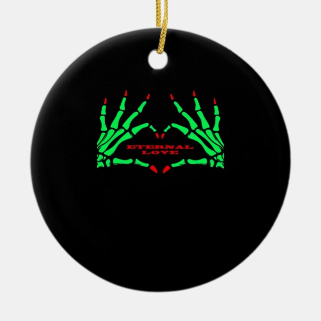 Skeleton Hands - Funny Halloween Ceramic Ornament (Front)
