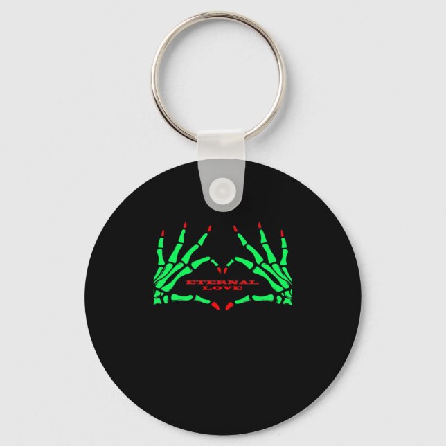Skeleton Hands - Funny Halloween Key Ring (Front)