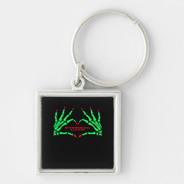Skeleton Hands - Funny Halloween Key Ring (Front)