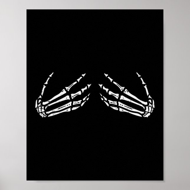 Skeleton Hands Funny Retro Halloween Costume Outfi Poster (Front)