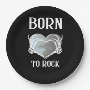 Skeleton Hands Grey Heart Graphic For  Classic Paper Plate