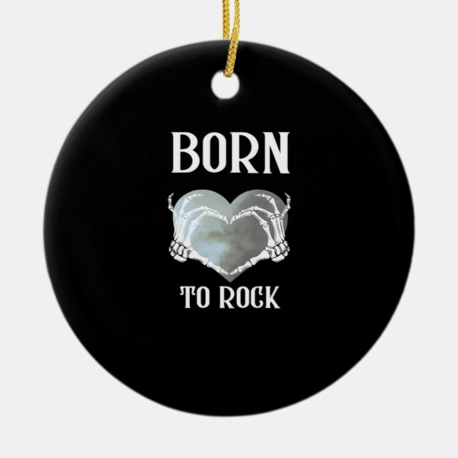 Skeleton Hands Grey Heart Modern Aesthetic Ceramic Ornament (Front)