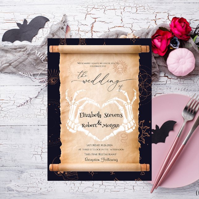 Skeleton Hands Halloween Wedding Invitation (Creator Uploaded)