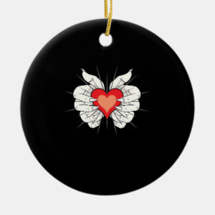 Skeleton Hands Heart Classic Aesthetic Ceramic Ornament