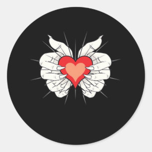 Skeleton Hands Heart Classic Classic Round Sticker
