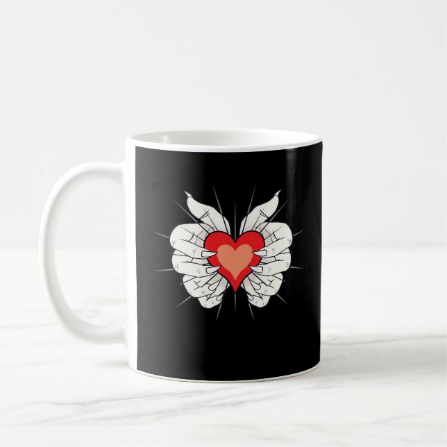 Skeleton Hands Heart Classic Coffee Mug (Left)