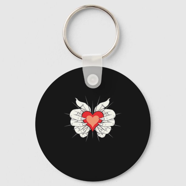 Skeleton Hands Heart Classic Key Ring (Front)