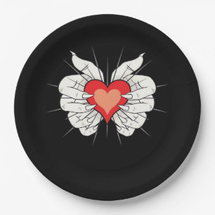 Skeleton Hands Heart Classic Paper Plate