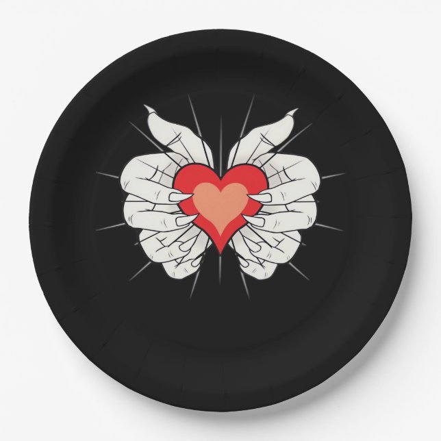 Skeleton Hands Heart Classic Paper Plate (Front)