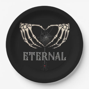 Skeleton Hands Heart Classic Paper Plate
