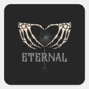 Skeleton Hands Heart Classic Square Sticker