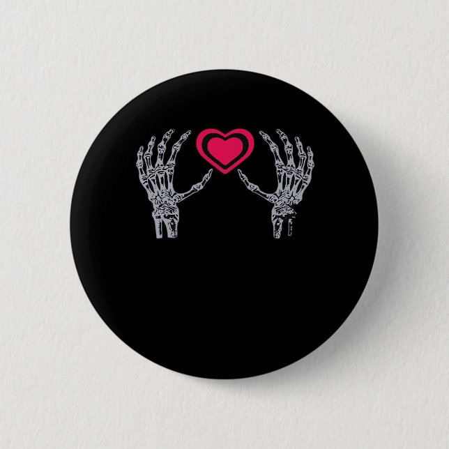 Skeleton Hands Heart Cute 6 Cm Round Badge (Front)