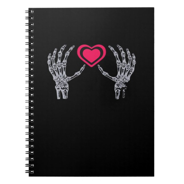 Skeleton Hands Heart Cute Notebook (Front)