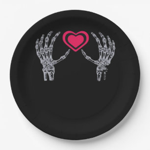 Skeleton Hands Heart Cute Paper Plate