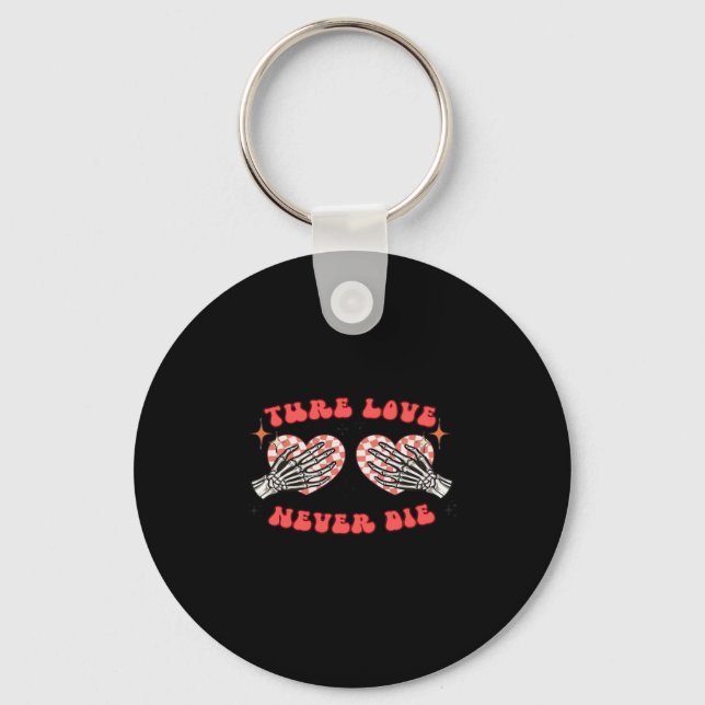 Skeleton Hands Heart Design Classic Key Ring (Front)