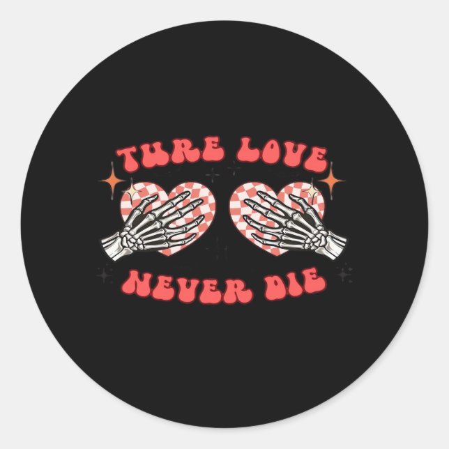 Skeleton Hands Heart Design Classic Round Sticker (Front)