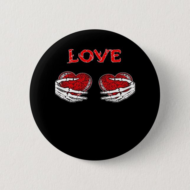 Skeleton Hands Heart Funny Design 6 Cm Round Badge (Front)