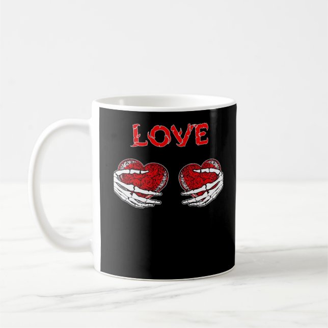 Skeleton Hands Heart Funny Design Coffee Mug (Left)