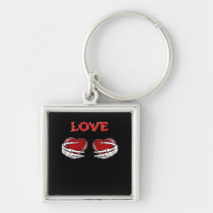 Skeleton Hands Heart Funny Design Key Ring