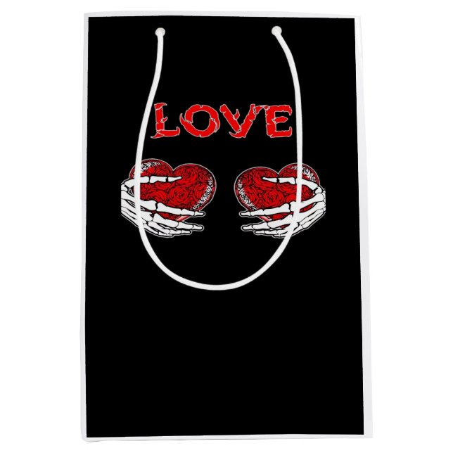 Skeleton Hands Heart Funny Design Medium Gift Bag (Front)