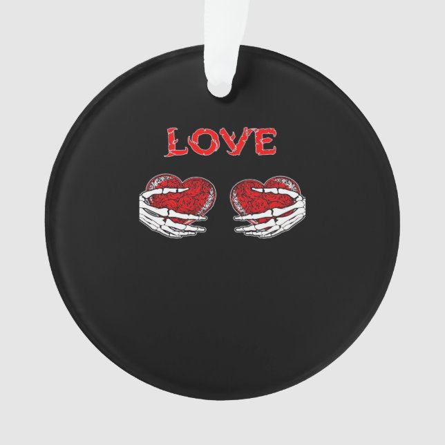 Skeleton Hands Heart Funny Design Ornament (Front)